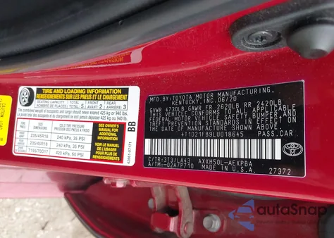 2020 Toyota Avalon Hybrid Limited z USA, uszkodzony, nr VIN 4T1D21FB9LU018645